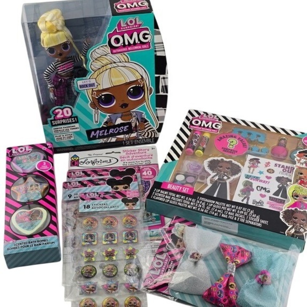 NWT L.O.L. Surprise! OMG Melrose Doll Beauty Set Stickers 5PC Bundle New